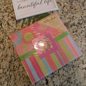 Hot Pink Floral/Stripe Embossed Memory Album NWOT